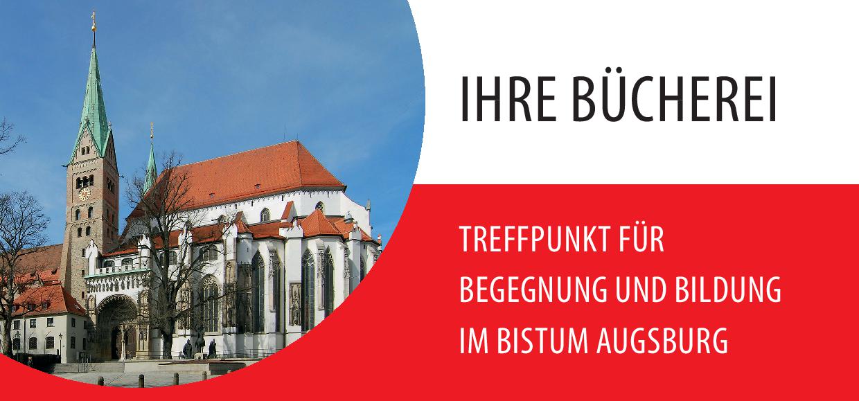 Cover des Diözesanflyers Augsburg mit einem Bild der Augsburger Kirche und dem Text 